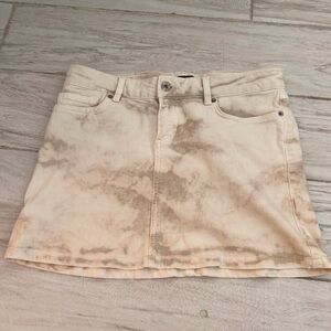 Dolce & Gabbana Cream and Brown Tie-Dye Denim Mini Skirt